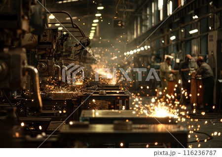 溶接作業を行う製造現場 溶接作業を行う製造現場 116236787