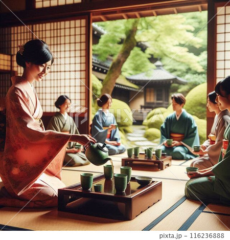 日本文化、日本の伝統　茶道　和　着物 116236888