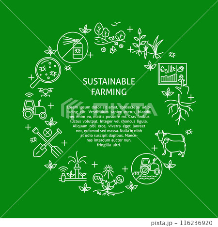 Sustainable farming round frame banner 116236920