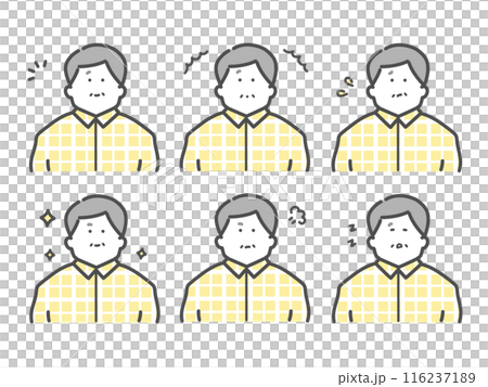 具有各種面部表情的高級男性插圖集 116237189