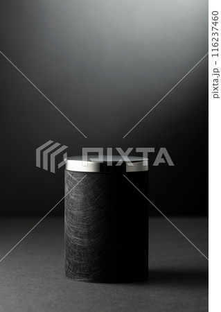 Black podium on a black background. Black podium on a black background. 116237460