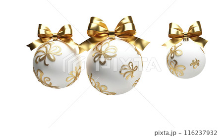 Close up of red and white balls on white background. New Year concept. Close up of red and white balls on white background. New Year concept. 116237932