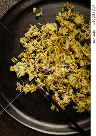 Jonjoli, Colchian klekachka, Georgian appetizer, pickled jonjoli, no people Jonjoli, Colchian klekachka, Georgian appetizer, pickled jonjoli, no people 116238717