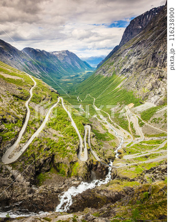 Trolls Path Trollstigen mountain road in Norway 116238900