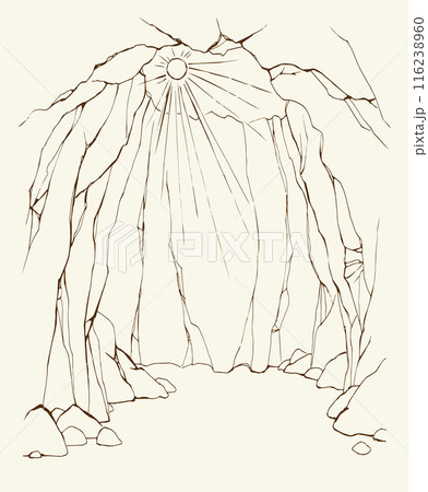 Vector drawing. Underground pit cave Vector drawing. Underground pit cave 116238960