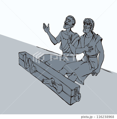 Paul and Silas in prison. Vector drawing Paul and Silas in prison. Vector drawing 116238968