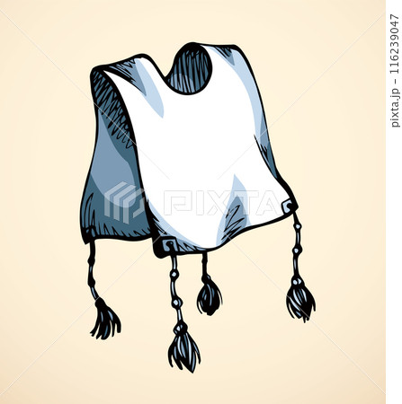 Vector drawing. Jewish clothing tzitzit 116239047