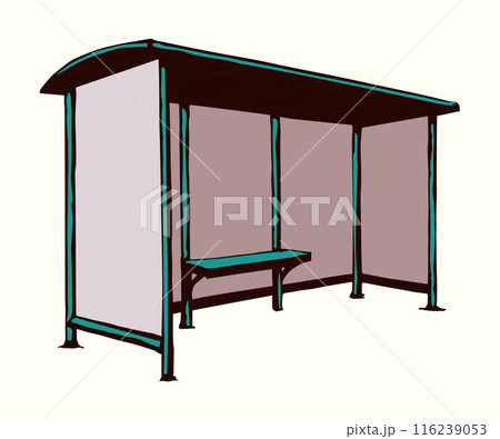 Vector drawing. Canopy of a transport stop Vector drawing. Canopy of a transport stop 116239053