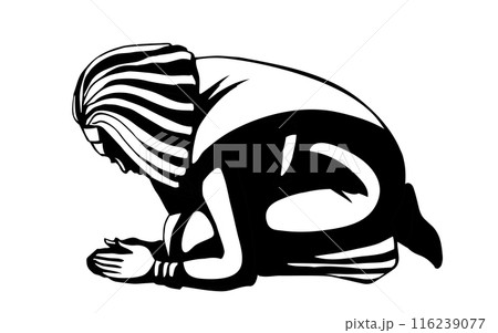 Vector drawing. Egyptian girl bow in praying 116239077