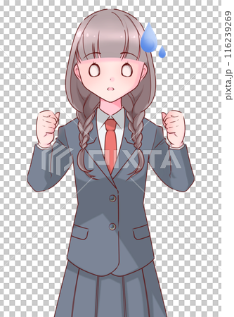 呆然としながら拳を握る制服を着た女子高生 呆然としながら拳を握る制服を着た女子高生 116239269