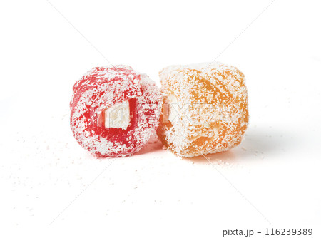 Traditional Turkish delight. Sweet delicious lokum Traditional Turkish delight. Sweet delicious lokum 116239389