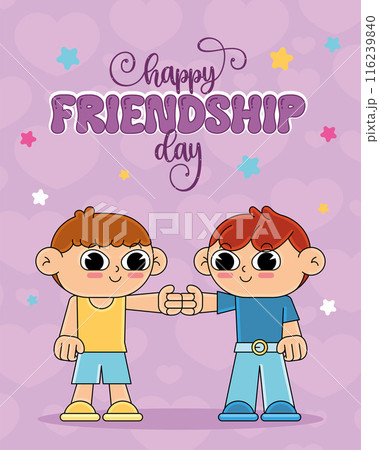 Friendship day Happy children cartoon kawaii Vector illustration 116239840