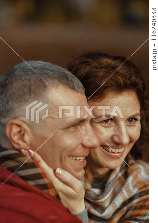 smiling modern couple in park having fun time 116240338