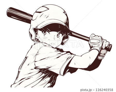 バッティングをする少年 116240358