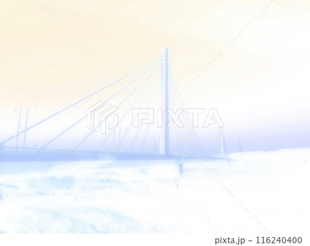 多摩川の橋の風景。府中四谷橋。イラスト風の写真。 116240400