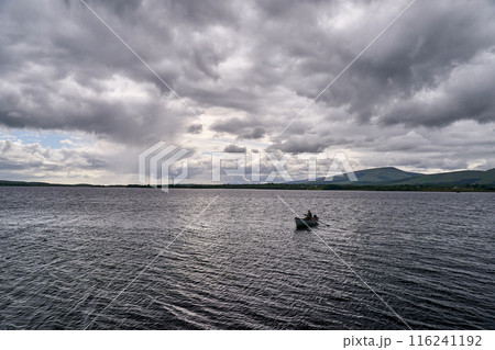 mauntain lake fishing dramatic sky mauntain lake fishing dramatic sky 116241192