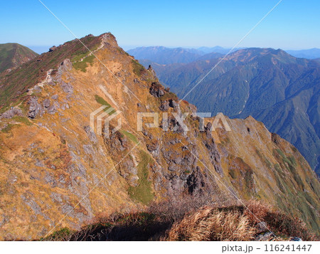 谷川岳・トマノ耳から望むオキノ耳と朝日岳 谷川岳・トマノ耳から望むオキノ耳と朝日岳 116241447