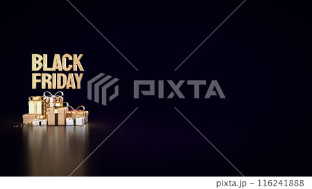 The Black Friday text and gift box for offer or advertising concept 3d rendering. 116241888