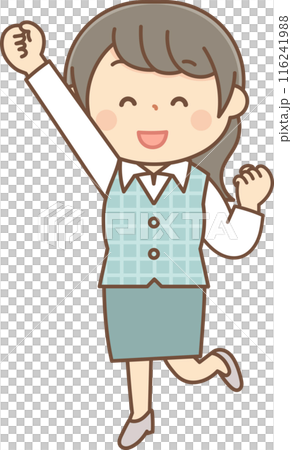 Full body of a female office worker in a cheerful pose 116241988