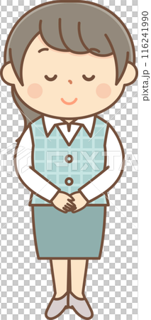 Full body of a female office worker bowing 116241990