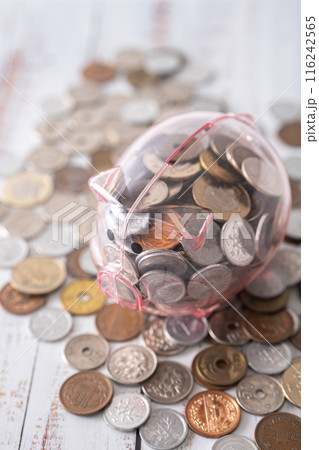 豚の貯金箱と現金 豚の貯金箱と現金 116242565