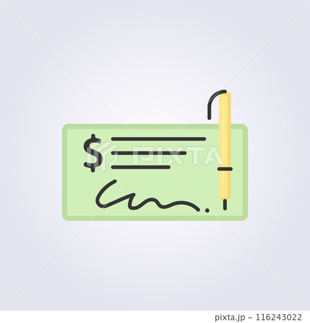 flat paycheck banknote icon logo vector illustration design 116243022