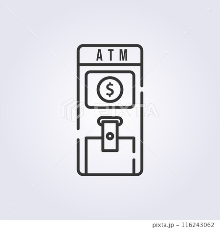 line art atm icon logo vector illustration design 116243062