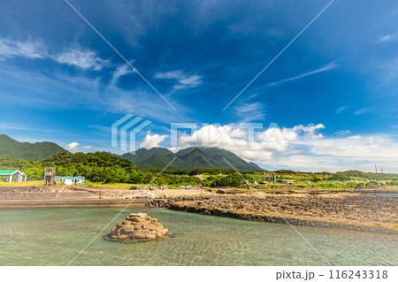 屋久島の海水浴場　夏空と春田浜海水浴場 116243318