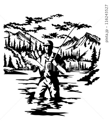 Angler Fly Fishing in Lake Clark National Park Alaska USA Schere 116243527
