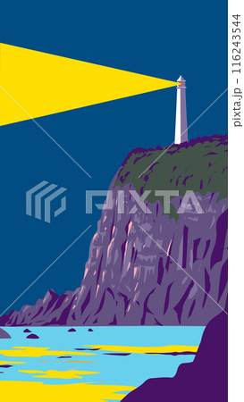 Lighthouse on Top of Cliff or Bluff  WPA Art Deco Poster 116243544