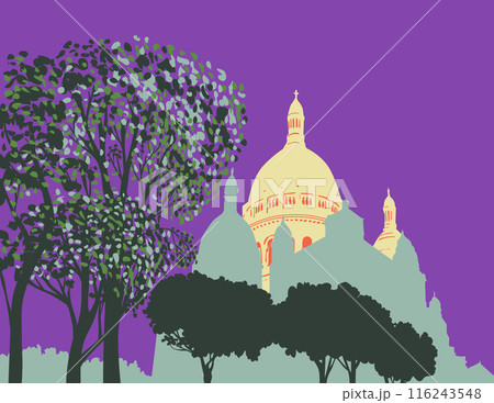 Sacre Coeur de Montmartre Basilica in Paris France Art Deco WPA 116243548