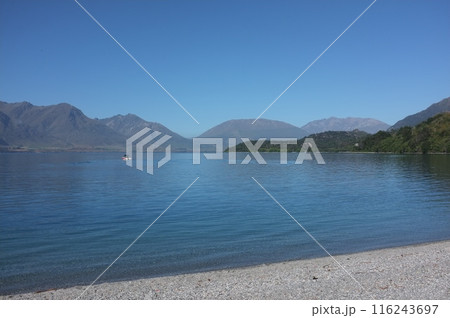 Lakeside Photo of Lake Wakatipu and The Remarkables in Glenorchy New Zealand Lakeside Photo of Lake Wakatipu and The Remarkables in Glenorchy New Zealand 116243697