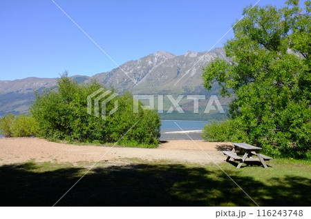 Lakeside Photo of Lake Wakatipu and The Remarkables in Glenorchy New Zealand Lakeside Photo of Lake Wakatipu and The Remarkables in Glenorchy New Zealand 116243748