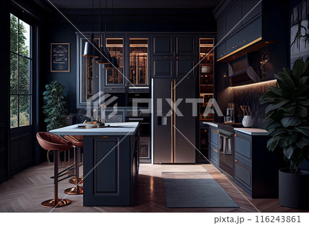 luxury Smart house modern kitchen interior luxury Smart house modern kitchen interior 116243861