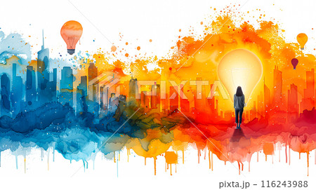 Vibrant Watercolor Public Relations Plan for Product Launch in Flat Design - Side View Vibrant Watercolor Public Relations Plan for Product Launch in Flat Design - Side View 116243988