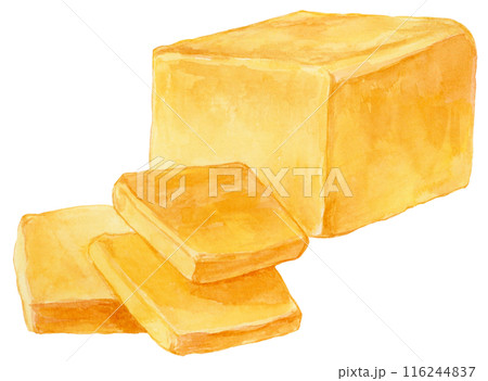 四角いチェダーチーズの水彩イラスト 四角いチェダーチーズの水彩イラスト 116244837