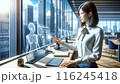美しい日本女性と未来のオフィス 116245418