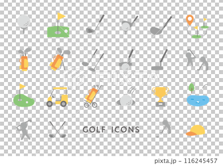 Golf related icon set (flat) 116245457