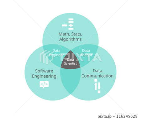 subset circle element of data scientist and data engineer and data analyst 116245629