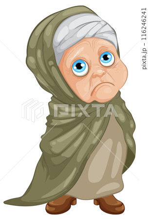 Sad Elderly Woman in Shawl Sad Elderly Woman in Shawl 116246241