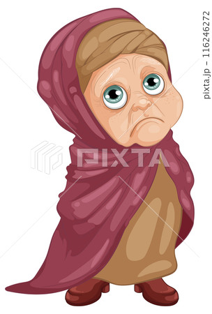 Sad Elderly Woman in Shawl Sad Elderly Woman in Shawl 116246272