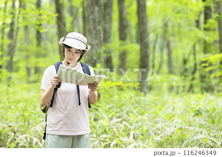登山をする女性 116246349