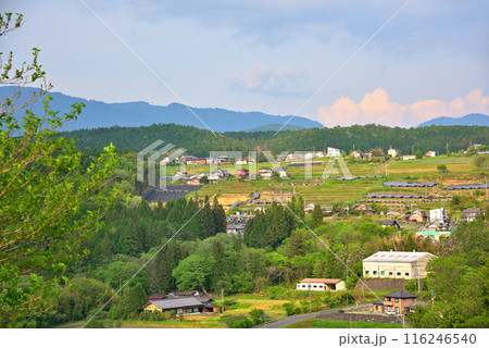 《岐阜県》新緑の中津川市福岡の風景 116246540