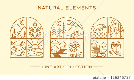 natural elements line art design collection natural elements line art design collection 116246757