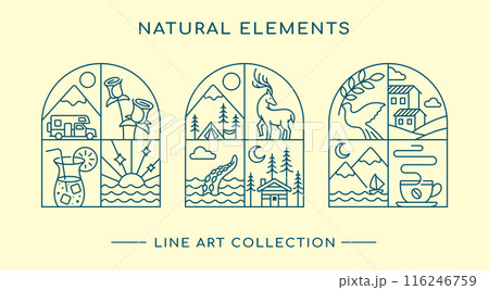 natural elements line art design collection natural elements line art design collection 116246759