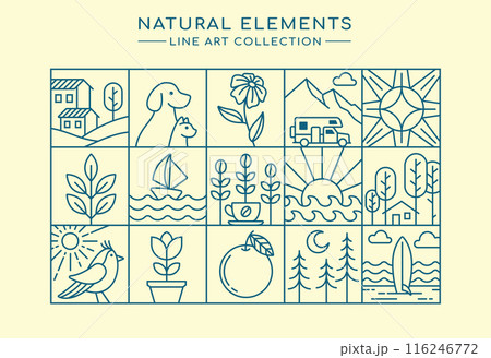 line art of natural elements collection 116246772