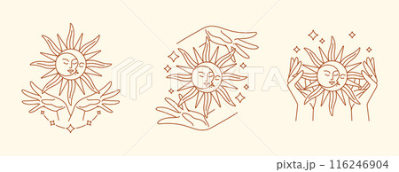sun and moon line art illustration vector 116246904