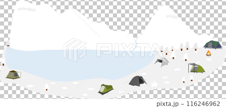 冬のキャンプ場のイラスト	 116246962