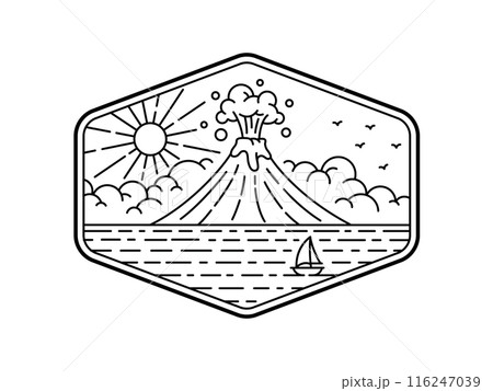 natural scenery in the frame line art illustration 116247039
