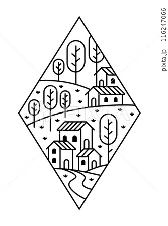 beautiful nature line art illustration vector 116247066